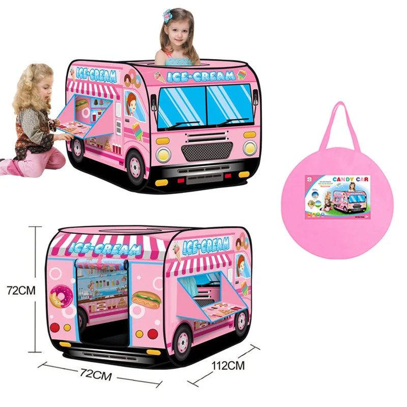 Foldable Game Play House Fire Truck Police Bus Pop Up Toy Tent Playhouse Cloth Gift For Children Firefighting Model Dopship 4