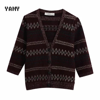

Half sleeve Womens Cropped Cardigans V neck stylish retro Womens cute Knit Top Womens vintage Sweater Cardigans zora slim Top
