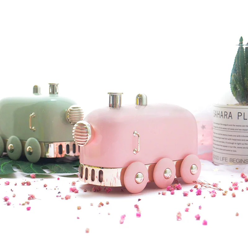 

300ML Air Humidifier Mini Train Ultrasonic Essential Aromatherapy Diffusers USB Mist Maker Air Purifier With Colorful Lights