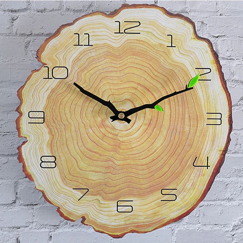 

40cm Vintage Wooden Wall Clock Cafe Office Wall Decorative Annual Ring Round Wall Clock Modern Design Silent Clock Wall Watches