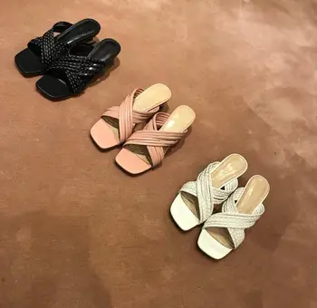 

Shoes Women Outdoor Female Indoor Shoes Genuine Cow Leather High Heel Fashion Outdoor Female Slippers Women Sandals Femmes