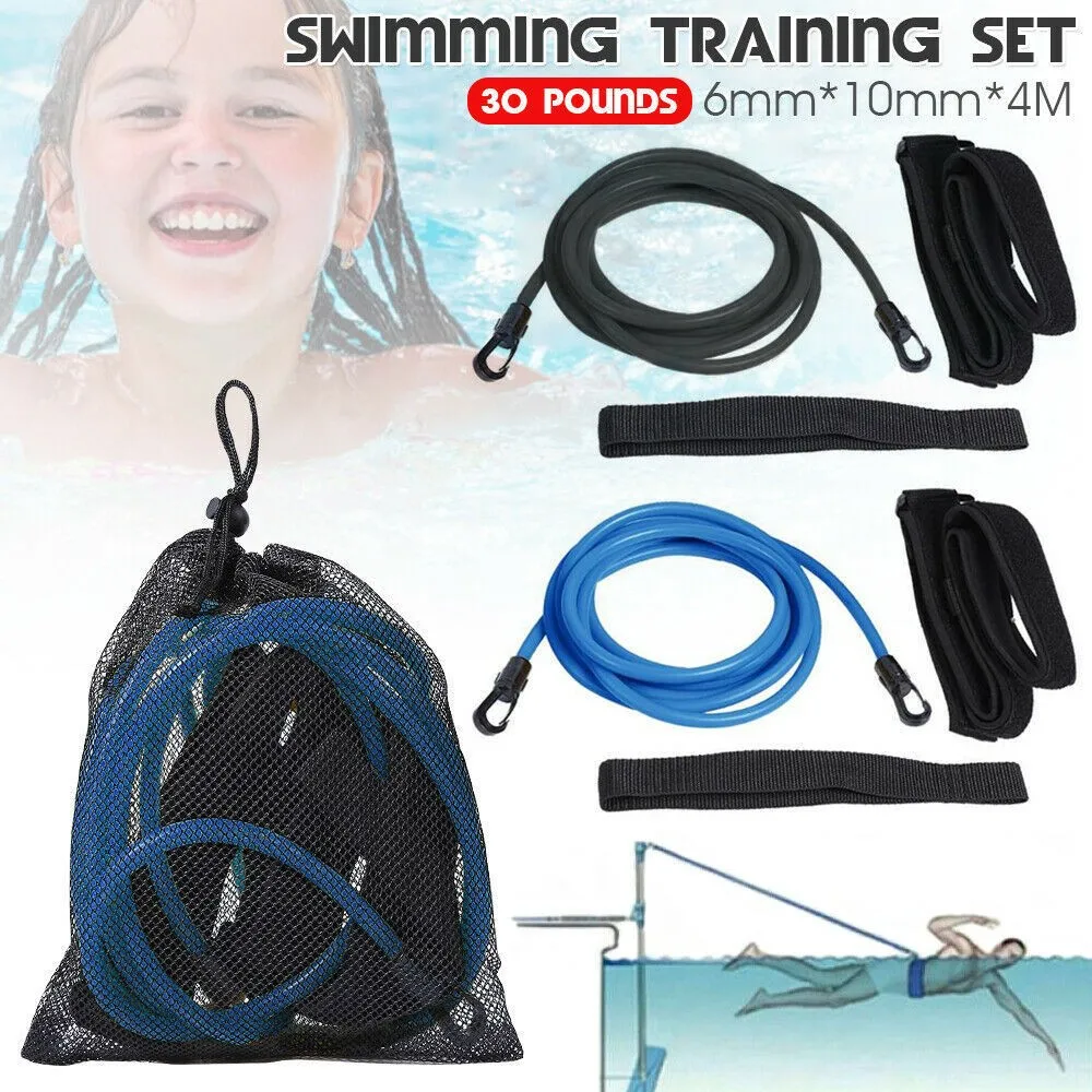 4m Swimming Training Rope Swim Bungee Cords Resistance Bands Stationary Swimming Swim Harness Static Swimming Belt Set
