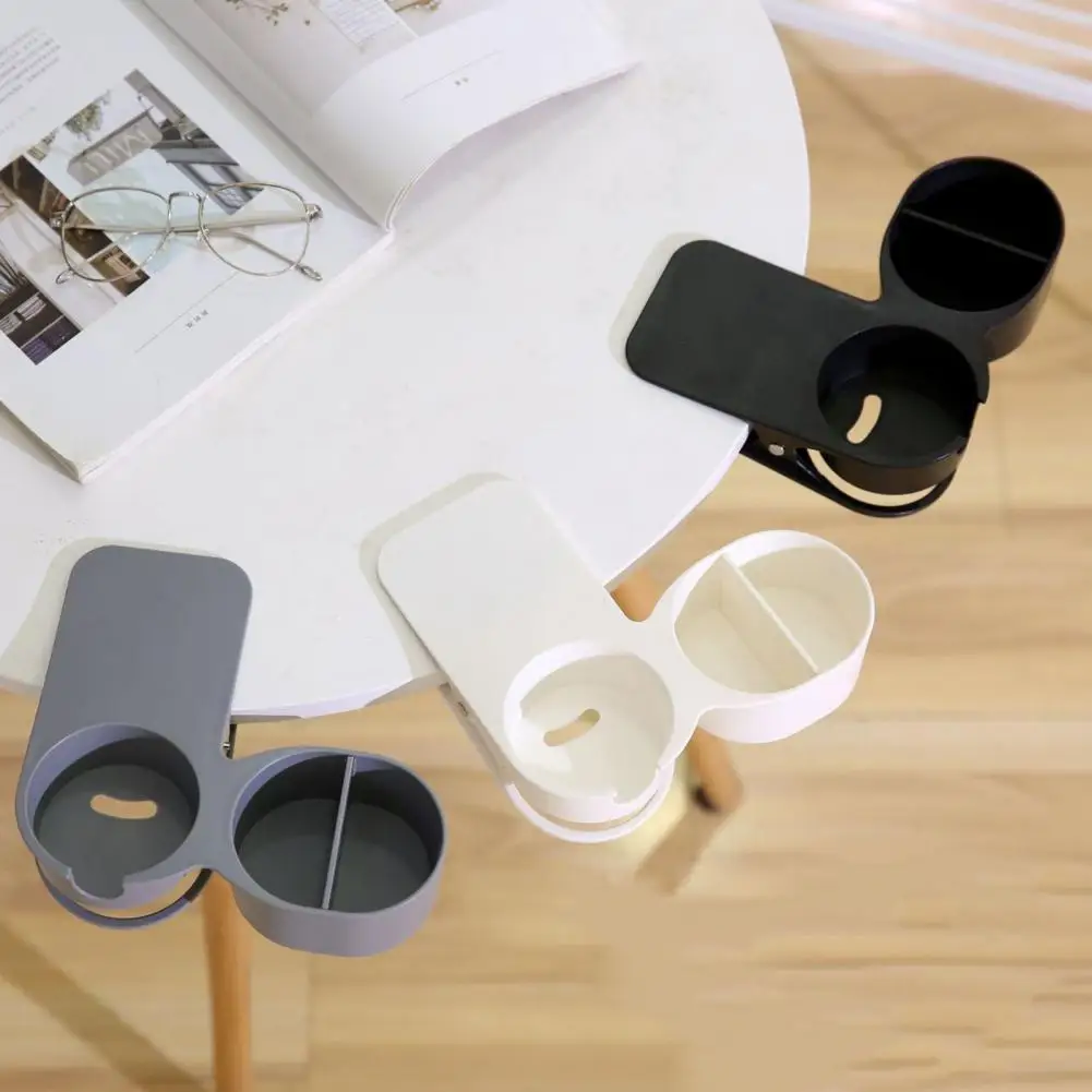 Cup Storage Holder 7 Solid Colors Creative Abs Cup Holder Clip Space-Saving With Storage Case Cupholder Desk Bottle Stand Clamp Office Accessories