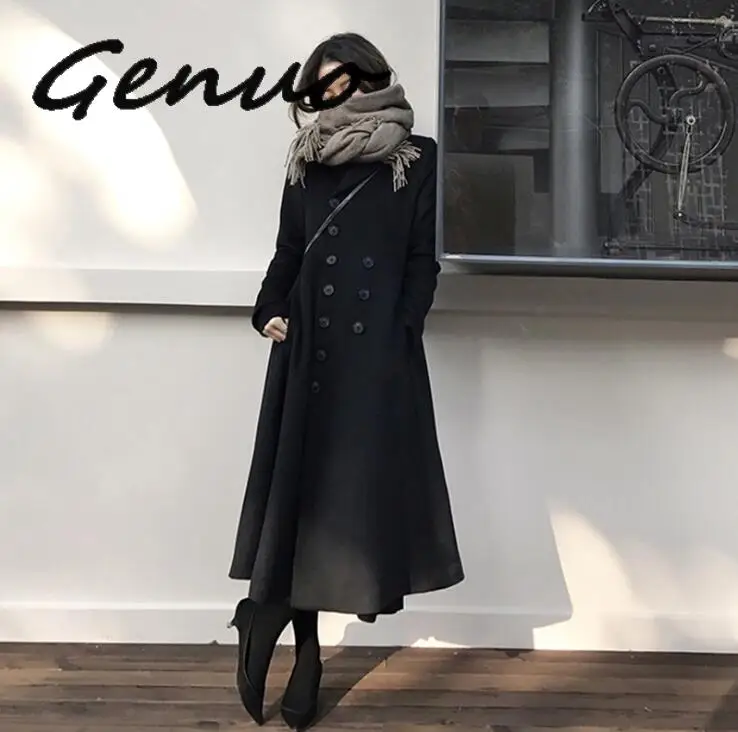Genuo; сезон осень-зима; французский стиль; средней длины; Waitmore2019; сезон осень-зима; шерстяная куртка в Корейском стиле; шерстяная одежда для женщин