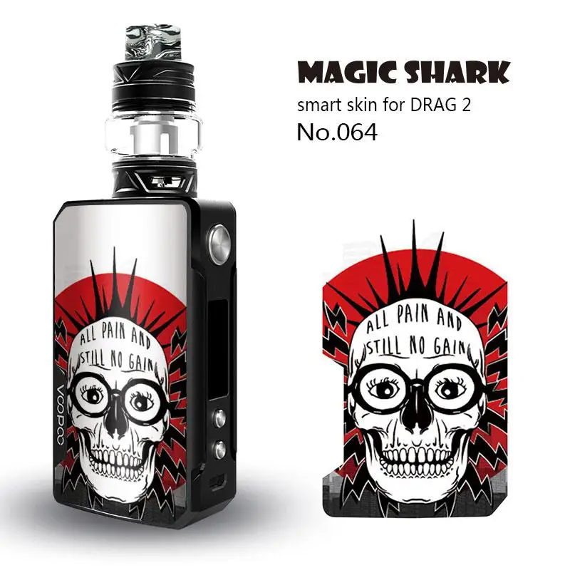 Magic Акула 2.5D стерео Лидер продаж череп дизайнерский чехол с изображением Льва медведя зверь чехол Стикеры пленка для Voopoo перетащите II 2 061-070 - Цвет: 064
