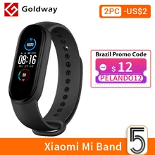 Xiaomi-Pulseira inteligente Mi Band 5 em 4 cores, banda inteligente à prova d'água esportiva com bluetooth, tela amoled, banda inteligente com rastreador de preparo fisico Miband 5