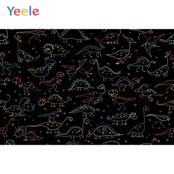 

Yeele Painting Photocall Simple Line Dinosaurs Cute Photography Backdrops Personalized Photographic Backgrounds For Photo Studio
