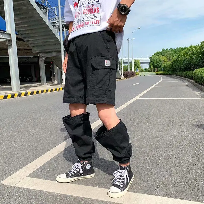 Осень новые отстегивающиеся комбинезоны мужские модные брендовые Леггинсы Капри свободные трендовые повседневные две вещи