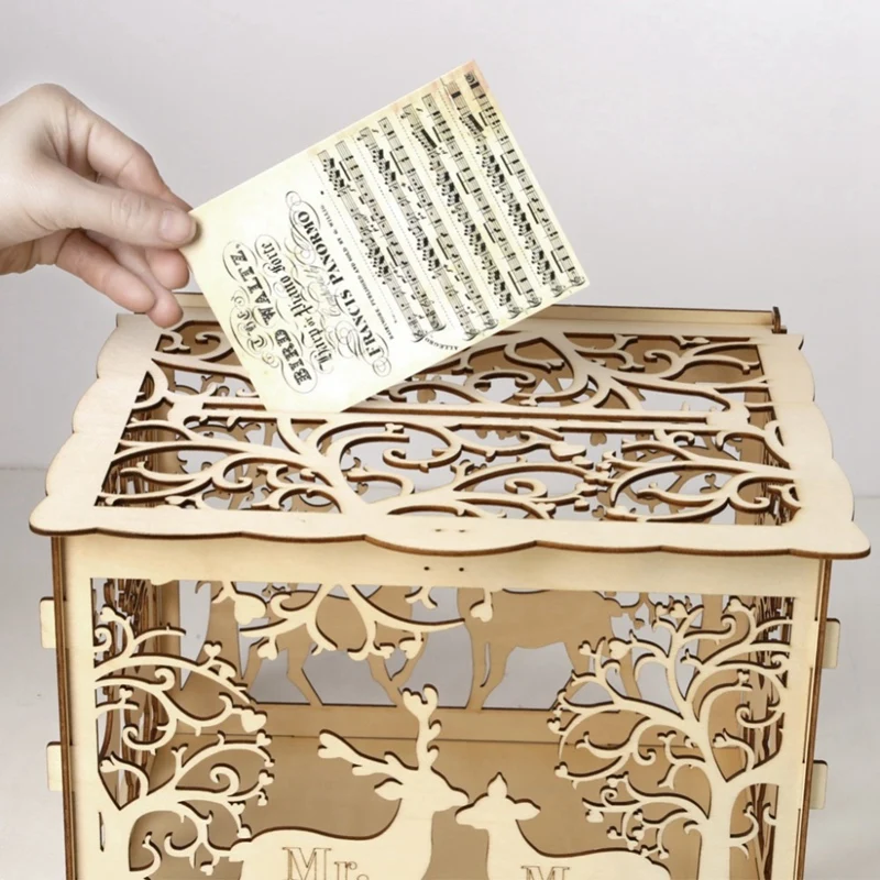 Пустотелый дизайн Diy коробка для свадебных карточек с замком и вывеской карт