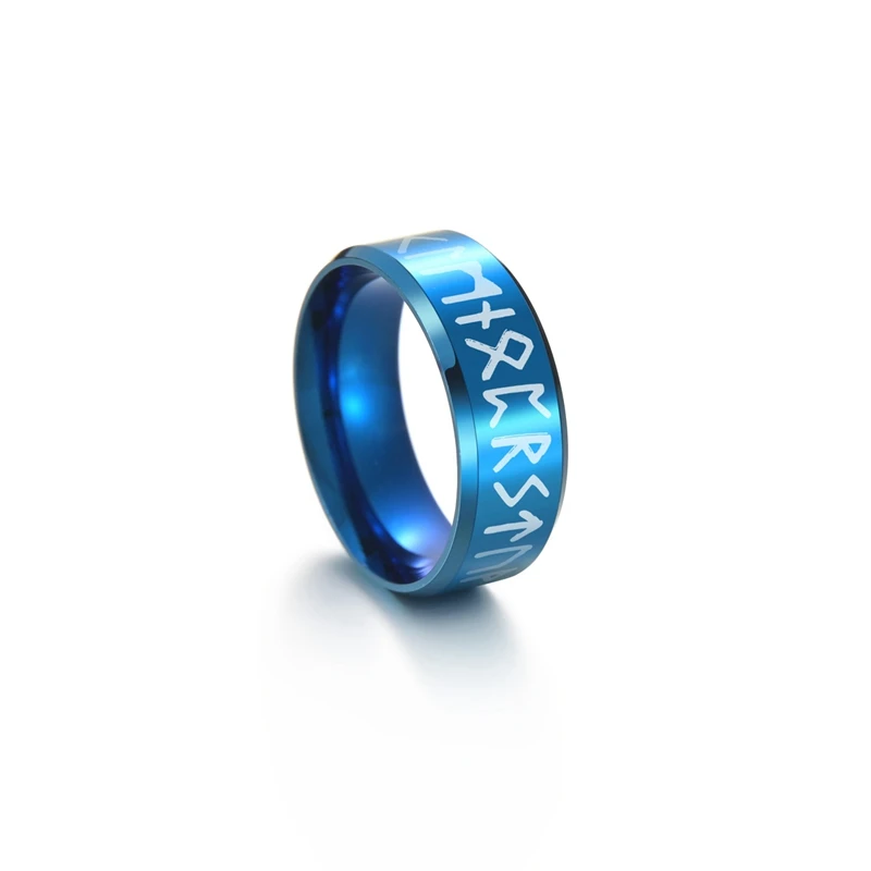 Vintage Norse Rune Stainless Steel Ring - Punk Style Amulet Jewelry