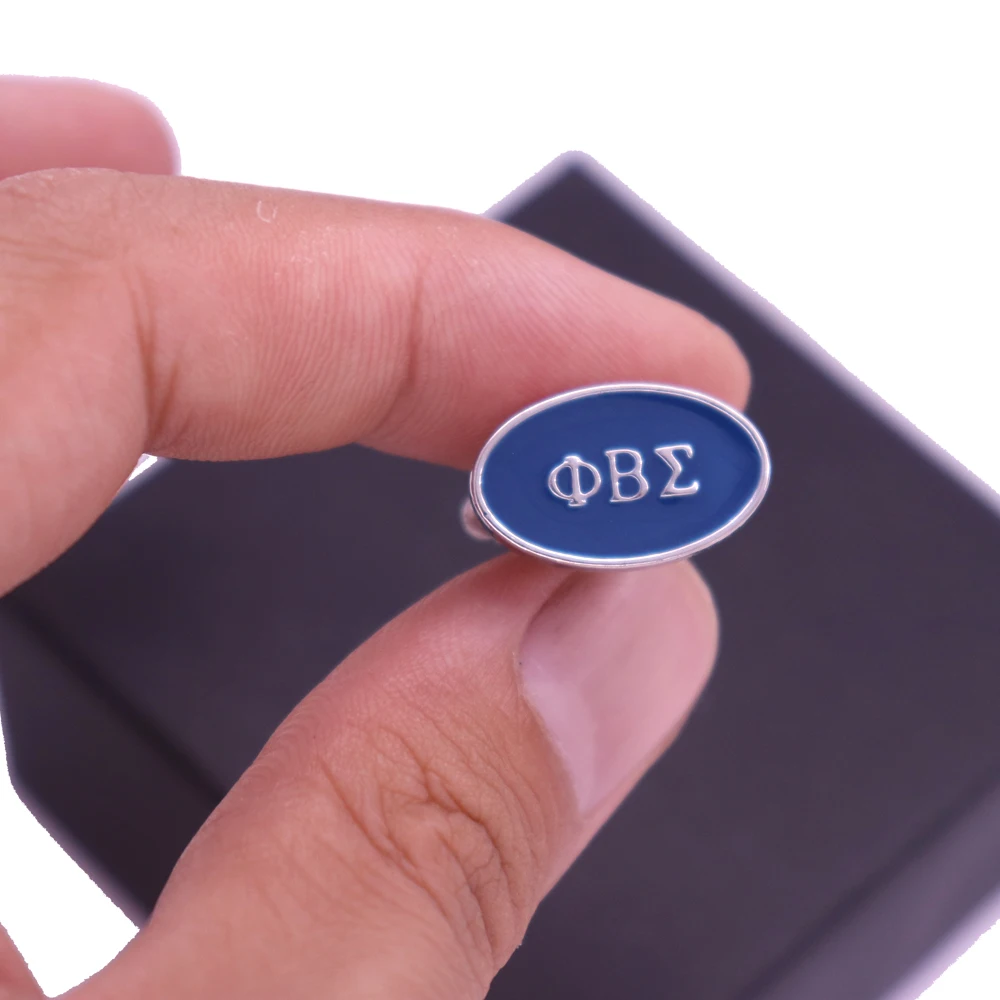 

Newest Design Metal Trendy Blue Color Phi Beta Sigma Letter Cuff Sorority Greek Button Cufflinks For Men Women Society Jewelry