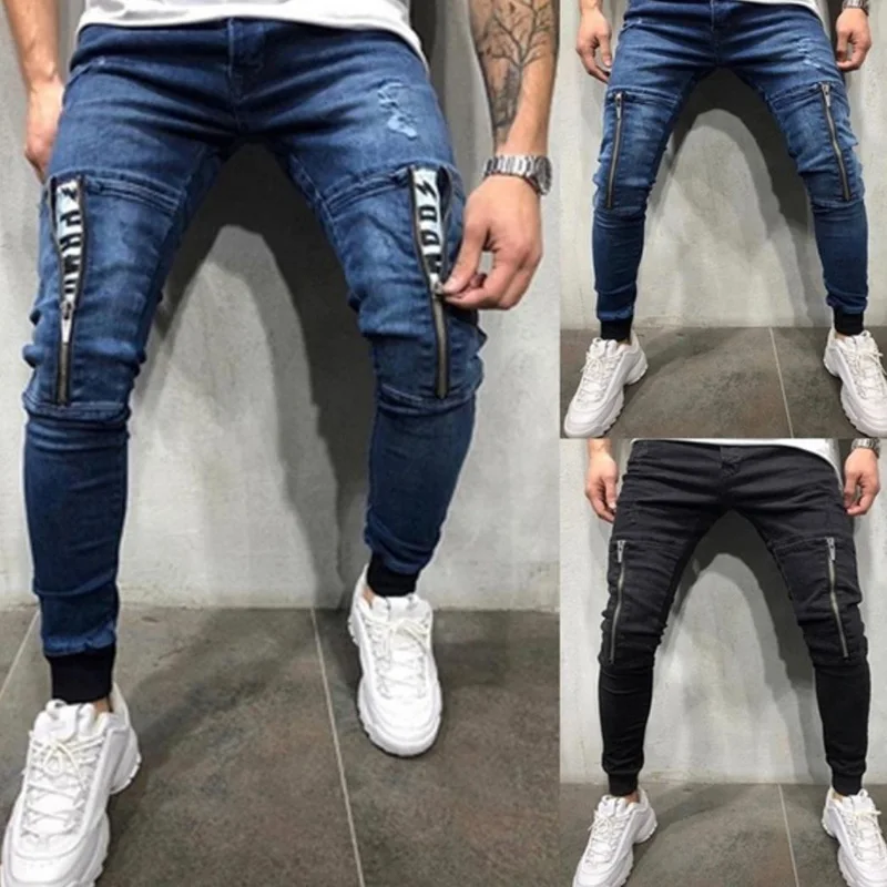 E-BAIHUI Men Stretchy Multi-pocket Skinny Jeans men pocket zipper pencil Pants fashion jeans Casual Trousers Hip hop sweatpants E-BAIHUI Men Stretchy Multi-pocket Skinny Jeans men pocket zipper pencil Pants fashion jeans Casual Trousers Hip hop sweatpants