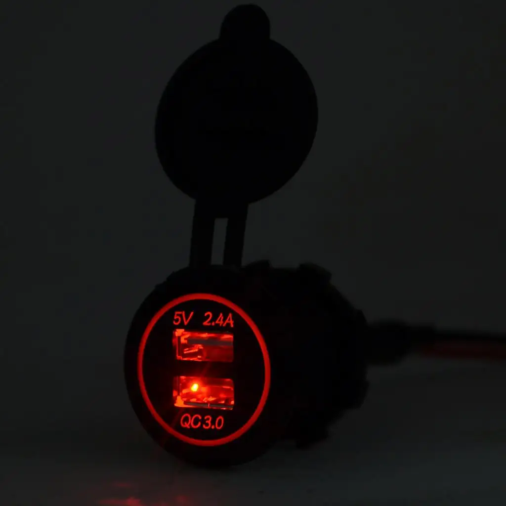 Зарядное устройство с двумя usb-портами для мотоцикла QC 3,0 - Цвет: RED