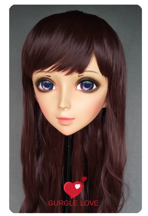 (DM175) Милая девочка резиновая полуголовая маска кигуруми с BJD глазами Косплей