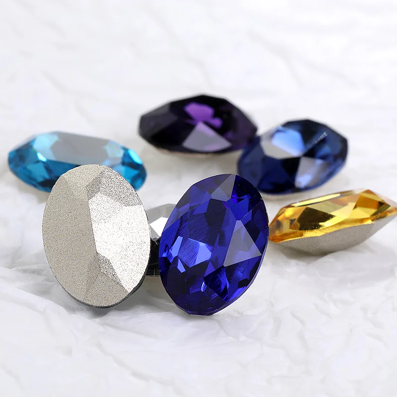 Shining Oval Crystal Strass AB Color K9 Glass Rhinestone for Jewelry Craft Glue on Clothes Decoration Loose Rhinestone Crystals