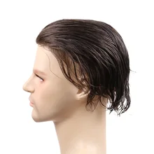 Мужской парик из натуральных человеческих волос с v-образной петлей, европейские натуральные волосы для мужчин, Т-образная система для мужчин