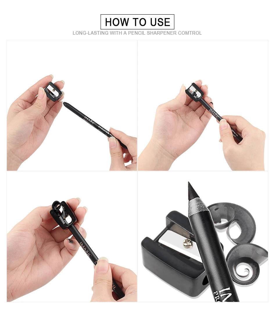 Imagic Marke 1 stücke Schwarz Wasserdicht Eyeliner Stift Bleistift Make-Up Schönheit Kosmetische Werkzeug + 1 stücke Bleistift spitzer