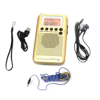 

HRD-737 Portable Radio Aircraft Band Receiver FM/AM/SW/ CB/Air/VHF Radio World Band with LCD Display Alarm Clock