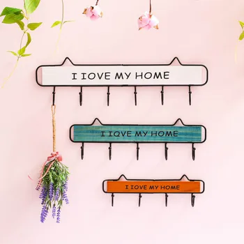 

Creative High Quality Wooden Metal Hook Wall Hanging Key Coat Hook Hook Storage Rack Porch Living Room Kitchen Wall Decoration