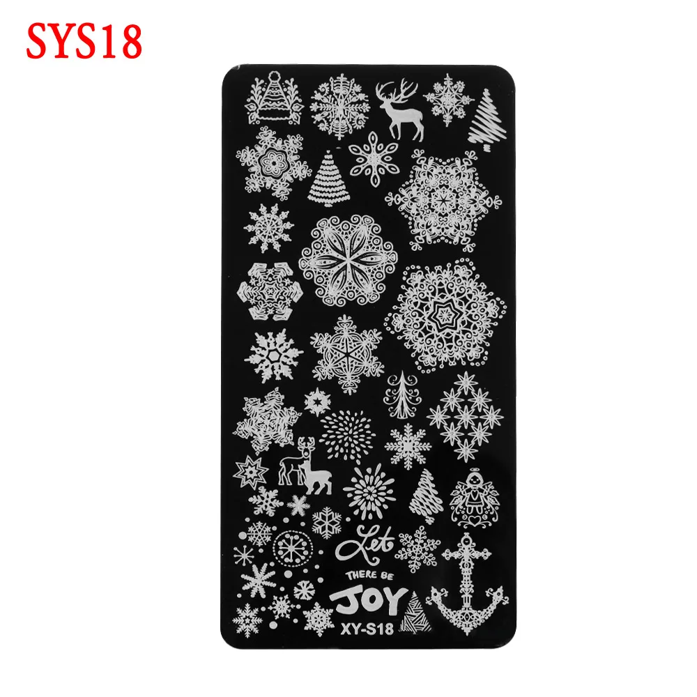 XY-S18 1 шт Штамп для ногтей из нержавеющей стали рождественские шаблоны 12x6 см зимние изображения пластины для штамповки ногтей DIY трафаретные Гвозди Искусство - Цвет: XY-S18