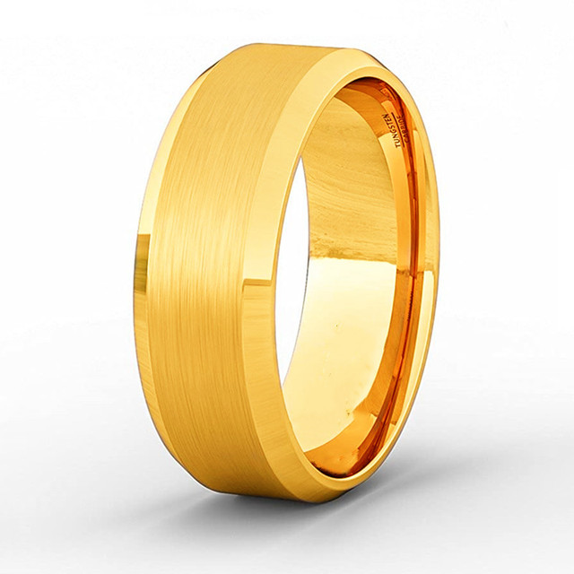 Jewelry Accessories Mens 8mm Tungsten Ring Rose Gold Black Brushed Stainless Steel Wedding Rings for Men Comfortable Fit