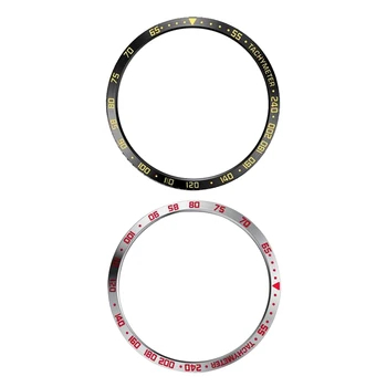 

2pcs Bezel for Samsung Galaxy Watch Case Gear S3 Frontier Adhesive Cover 46mm - Black + Yellow & White + Red