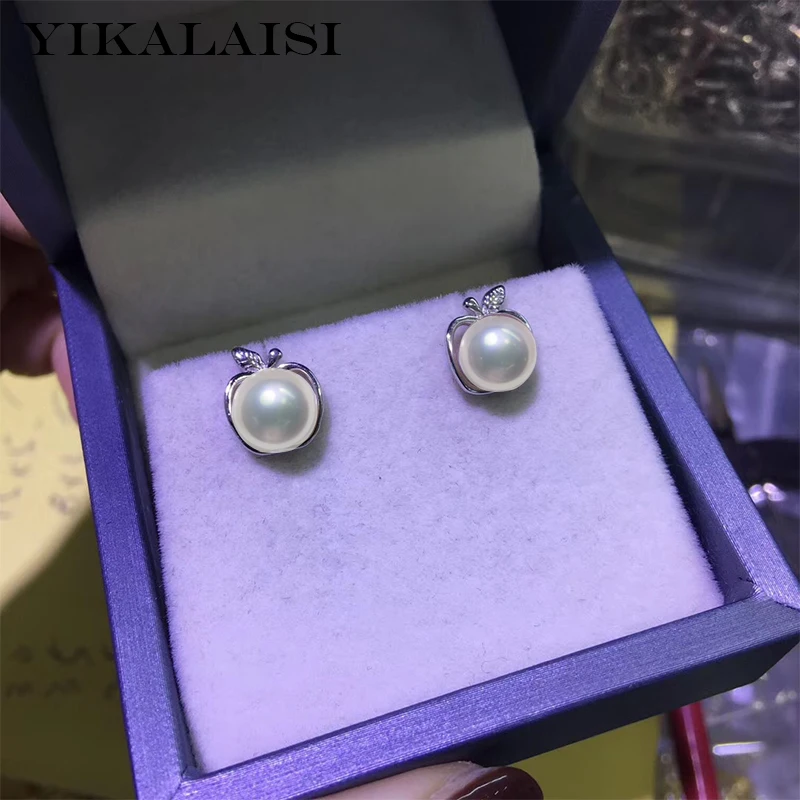YIKALAISI, 925 пробы, серебряные ювелирные изделия, жемчужные серьги,, ювелирные изделия из натурального жемчуга, 7-8 мм, серьги-гвоздики для женщин, опт