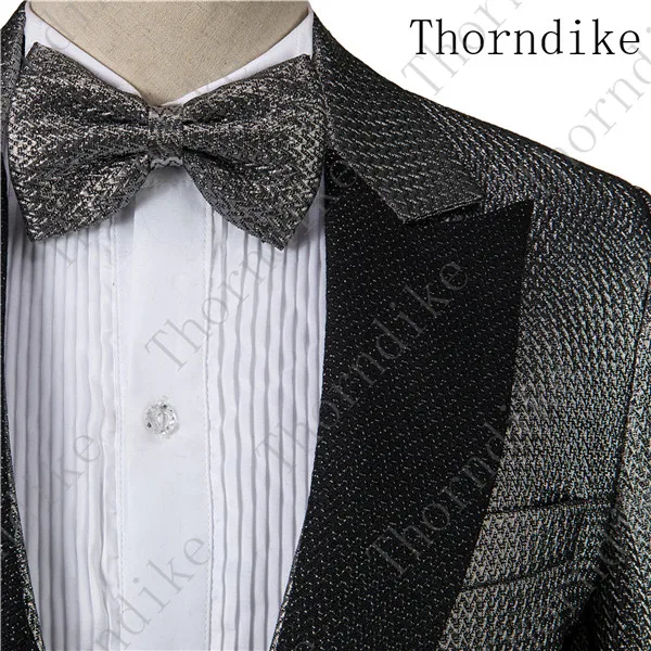 Thorndike Новая мужская мода Серебряное Тиснение блейзеры дизайн DJ Singers' костюм Slim Fit пальто мужской Блестящий Выпускной костюм куртка
