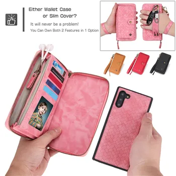 

Multi-Function Leather Wallet Case for Samsung Galaxy Note 10 Plus Note 9 8 S20 Ultra S10 E S9 S8 Zipper Purse Phone Cases Cover