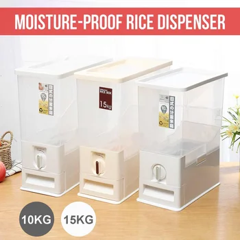 

15kg/10kg Sealed Rice Storage Box Cereal Grains Beans Flour Storage Barrel Measurable Rice Moisture-Proof Bucket Home Supply