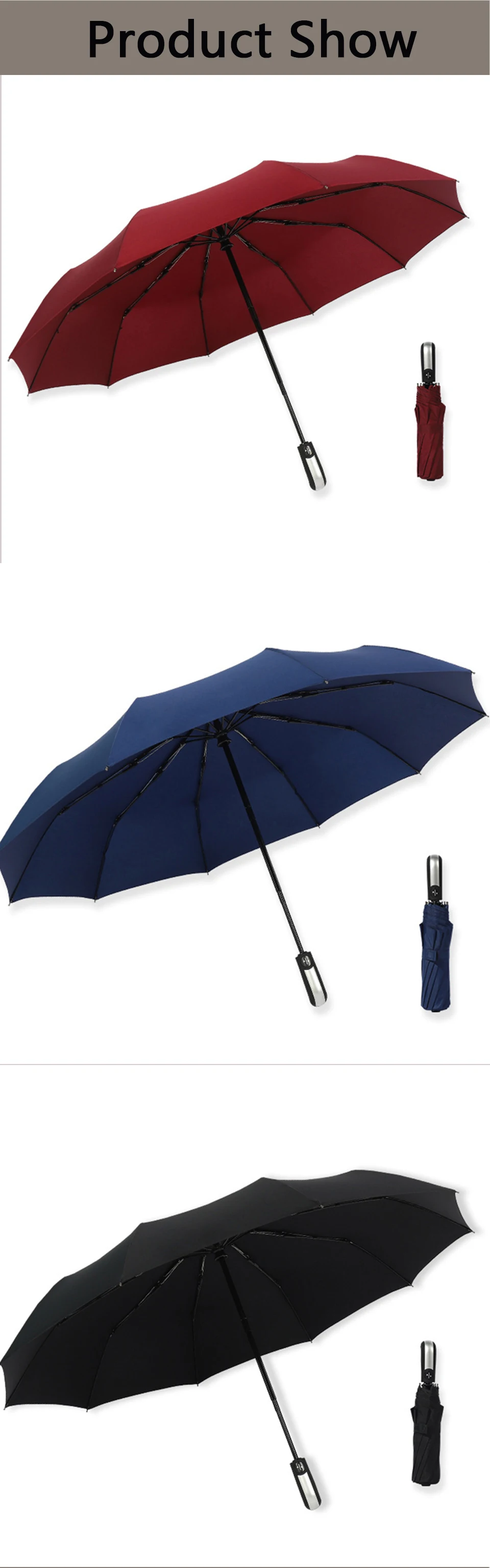 Солнечный дождливый Зонт трехскладной металлический Автоматический ветрозащитный большой взрослый ветрозащитный виниловый Зонтик Один размер черное покрытие