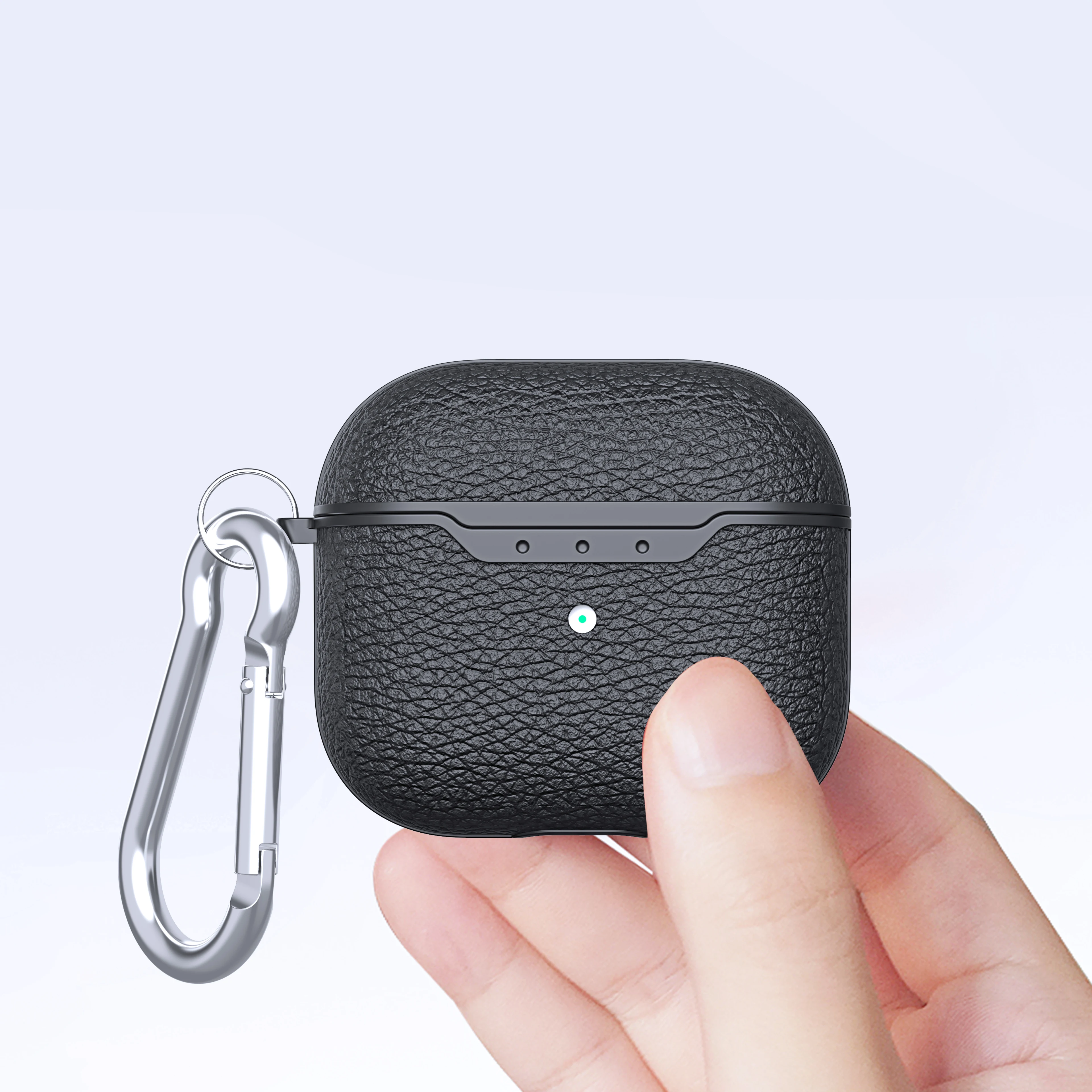 Чехол для беспроводных наушников Apple Airpods 4 кожаный с брелоком | Электроника