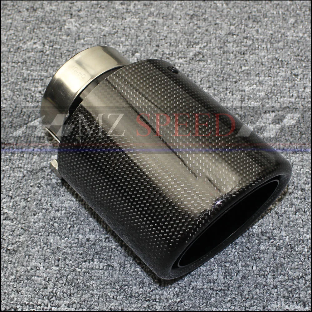 

1Pcs Universal Car Styling High Quality Exhaust System Carbon Fiber Glossy Tail Pipe Black Stainless Steel Exhaust Pipe Tailpipe