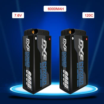 

DXF lipo Battery 2S Shorty Lipo 7.6V 6000mAh 120C RC with 4mm Bul