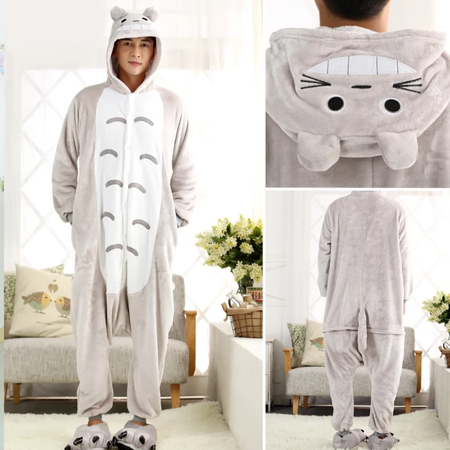 Women Unicorn Totoro Panda Onesies Unisex Winter Men Bear Onesies Kids Nightwear Anime Cosplay Costume Flannel Sleepwear Pajamas Totoro