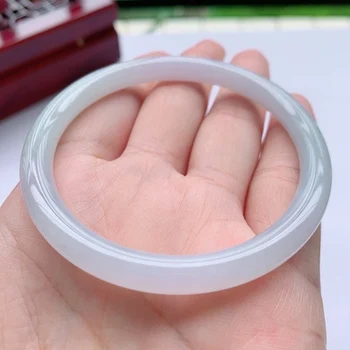 

Natural Burmese Jadeite Light Purple Round Bar 54-62mm Bracelet Elegant Princess Jewelry Gift for Mom and Girlfriend