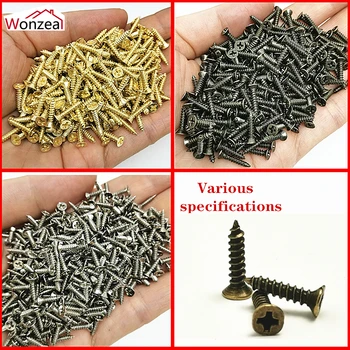 

100pcs/Lot M2 M3 M2.5 Screws Bronze / Silver / Golden Color Philips Head Fit Hinges Self-Tapping Screws Furniture Hardware