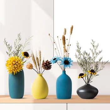 

Nordic Small Vase Decoration Modern Grind Ceramic Vases Tabletop Ceramic Arts Vase Home Decoration Accessories Blue Gray Black