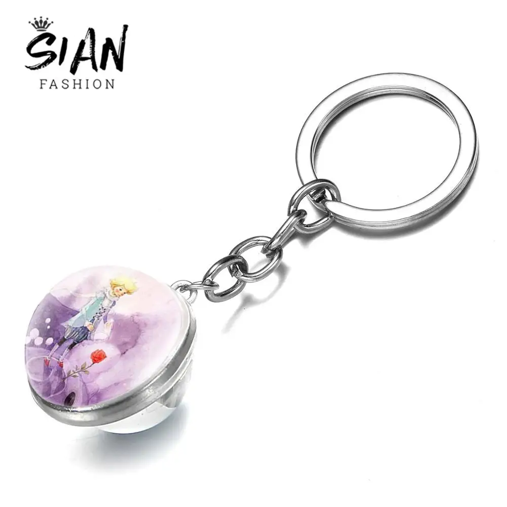 SIAN Double Side The Little Prince брелок со стеклянным кабошоном Art Picture Classic Fairy Tale Key ring for Kids Bag