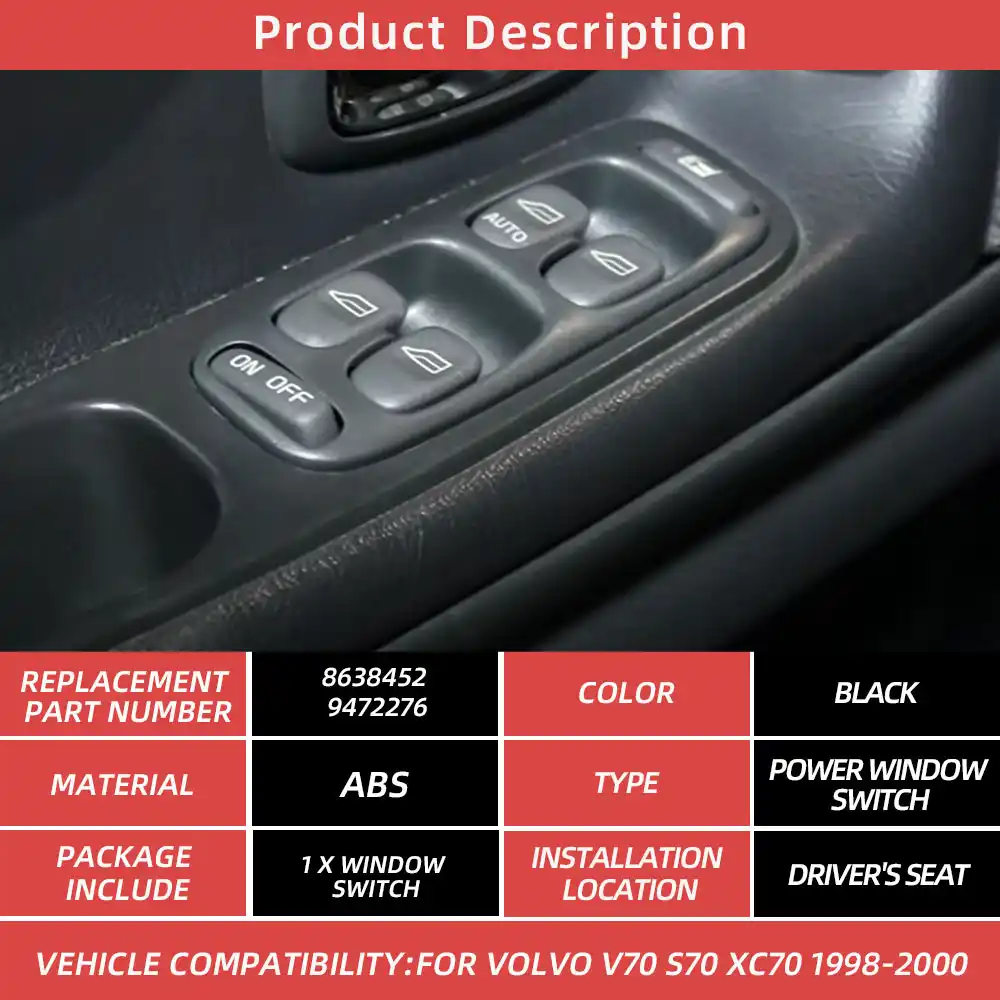G部品 車のフロントドア運転席側電動マスターパワーウインドウコントロールスイッチボタンボルボv70 S70 Xc70 1995 00 Car Switches Relays Aliexpress