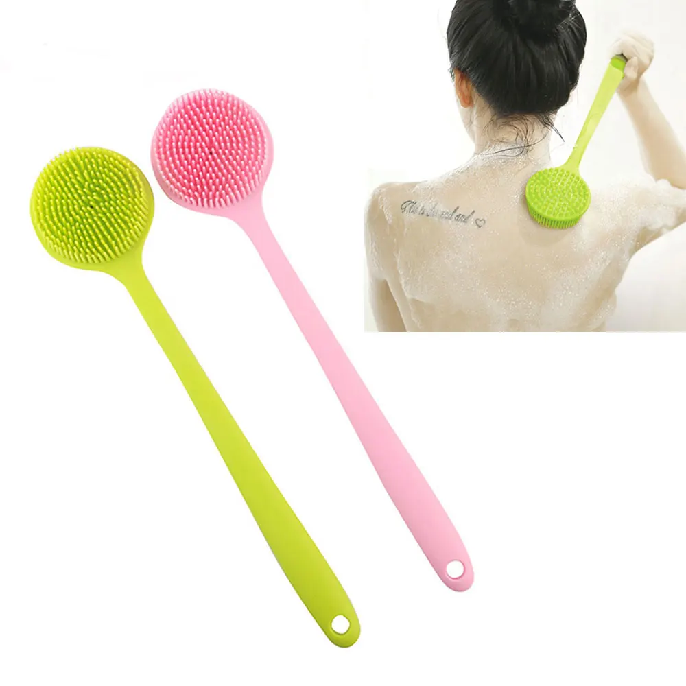 Silicone world Bath Brush Back Body Bath Shower Scrubber Brushes Long Handle Exfoliating Skin Massage Brush Silicone Scrubber 2