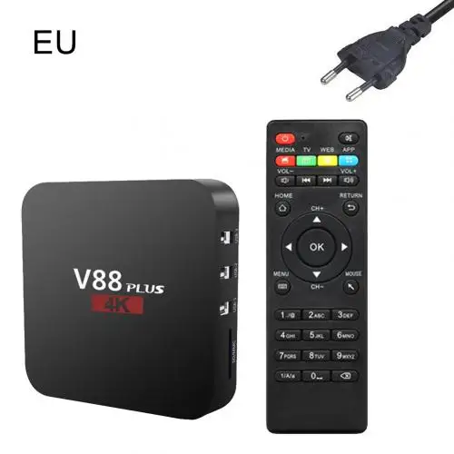 EU Plug V88 Plus RK3229 четырехъядерный 1080P 2+ 16GB Miracast ТВ приставка для Android 7,1 - Цвет: EU Plug