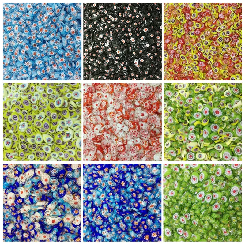 20 г разноцветная мозаичная плитка из прозрачного стекла с цветами для рукоделия