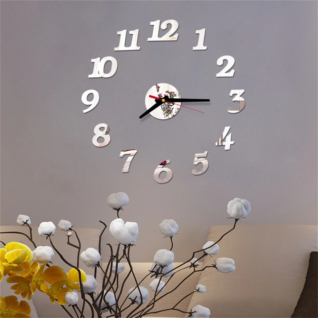 farmhouse wall clock Clocks Home Decor 3d Diy Roman Numbers Acrylic Mirror Wall Sticker Clock Home Decor Mural Decals Fashion 3d Big Size Wall Clocks cool wall clocks