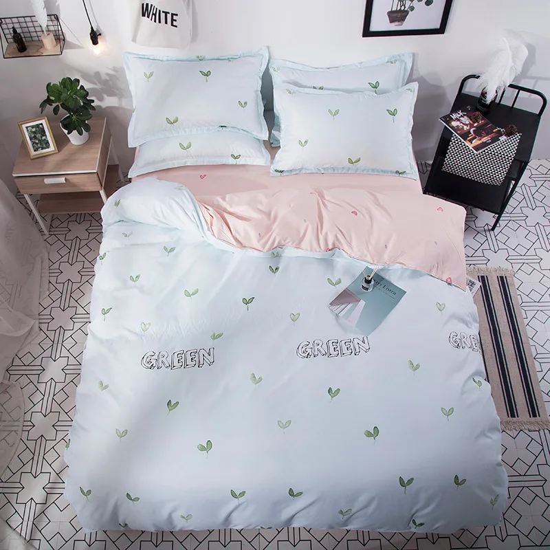 4pcs Printed Queen King Comforter Bedding Sets Bed Sheet Duvet Cover Sets with Pillowcases High Quality Polyester Bedding Sets