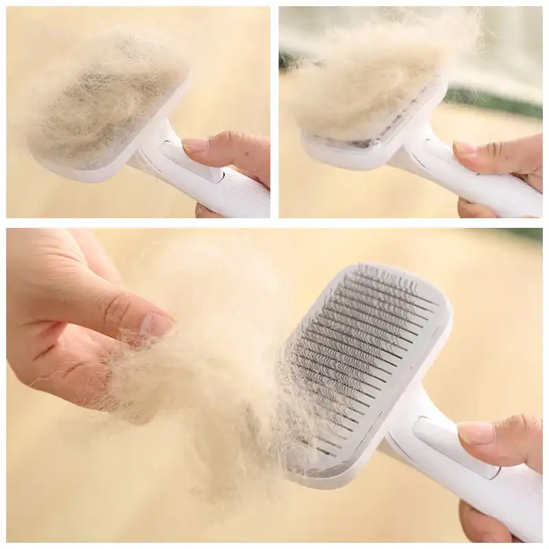 pet grooming brush one button auto cleaning dog cat shedding