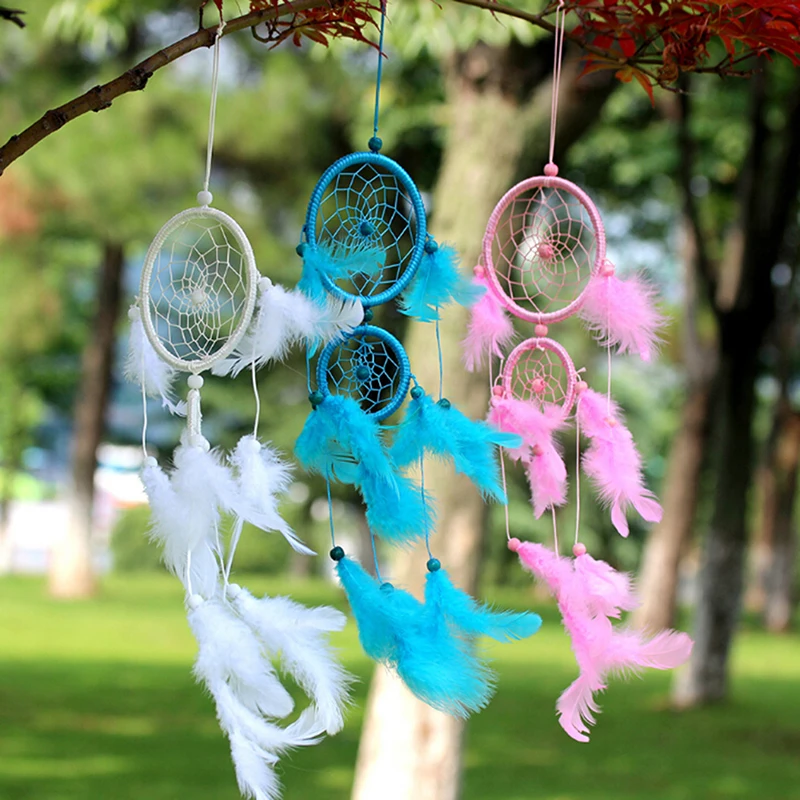 1pc Feather Girl Catching Dream Net Openwork Dream Catching Lace Dreamcatcher Bead Handmade Valentine's Day Gift 5