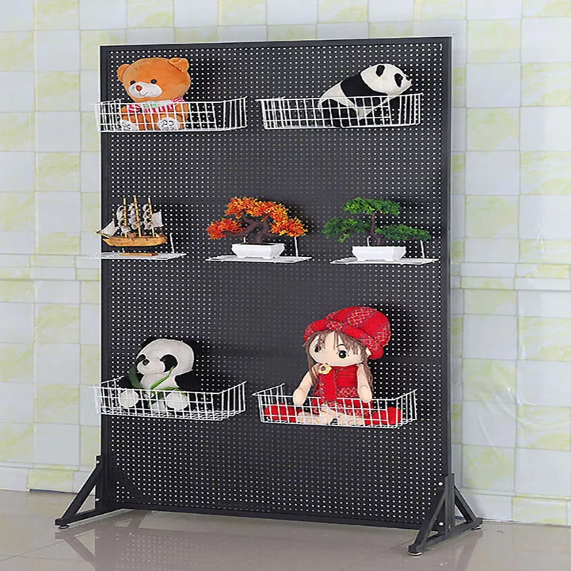60x120cm Round hole metal pegboard rack panel shelf organizer goods shelves floor stands 1PCS storage rack desktop storage rack