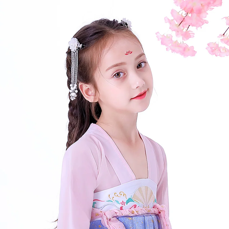 Головной убор Hanfu, детский Супер сказочный орнамент для волос в китайском стиле для девочек, древний костюм, кисточка, старинная Шпилька, древний st