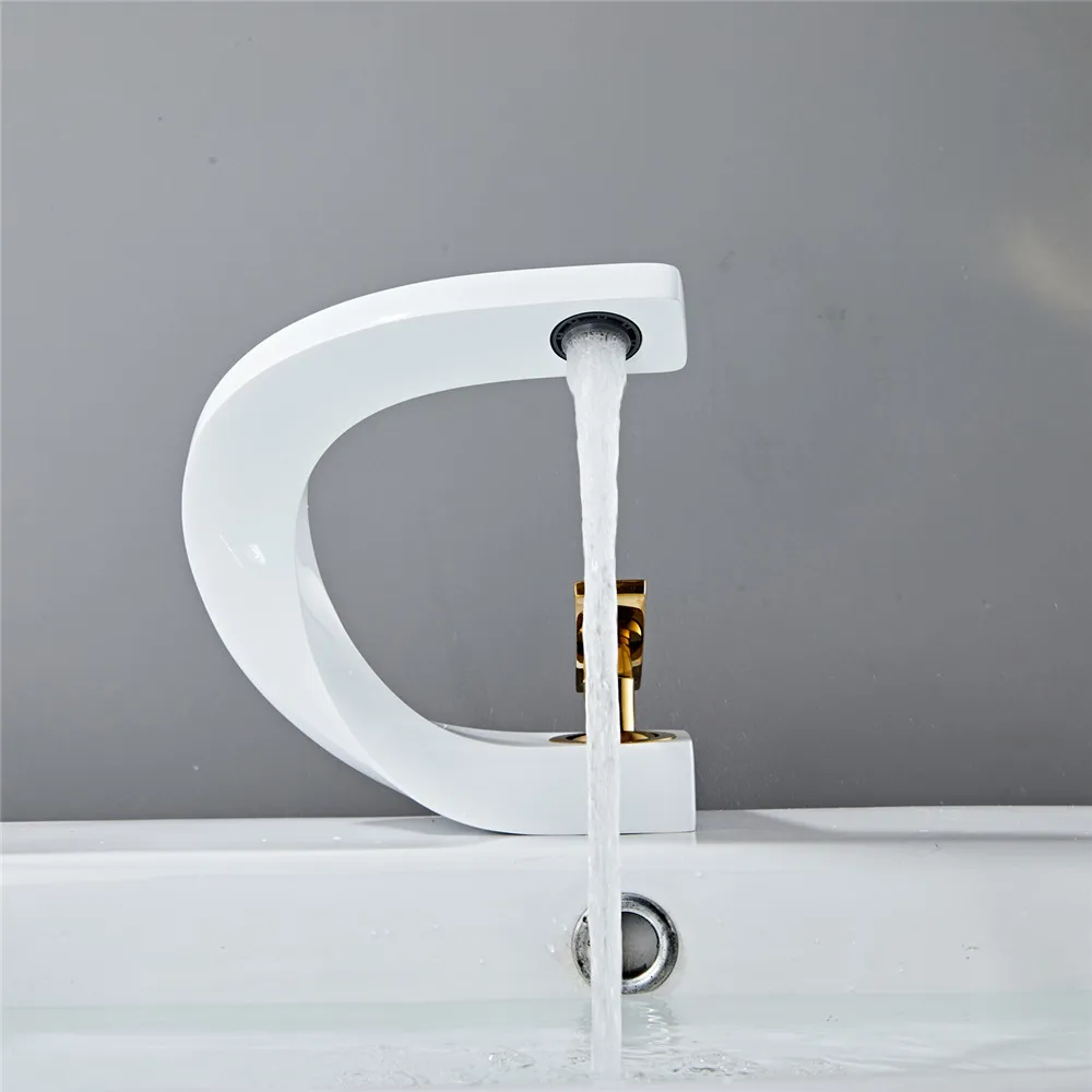 Tuqiu Basin Faucet White and Gold Bathroom Mixer Tap Brushed Gold/Nickel/Chrome Wash basin Faucet Hot and Cold Sink New